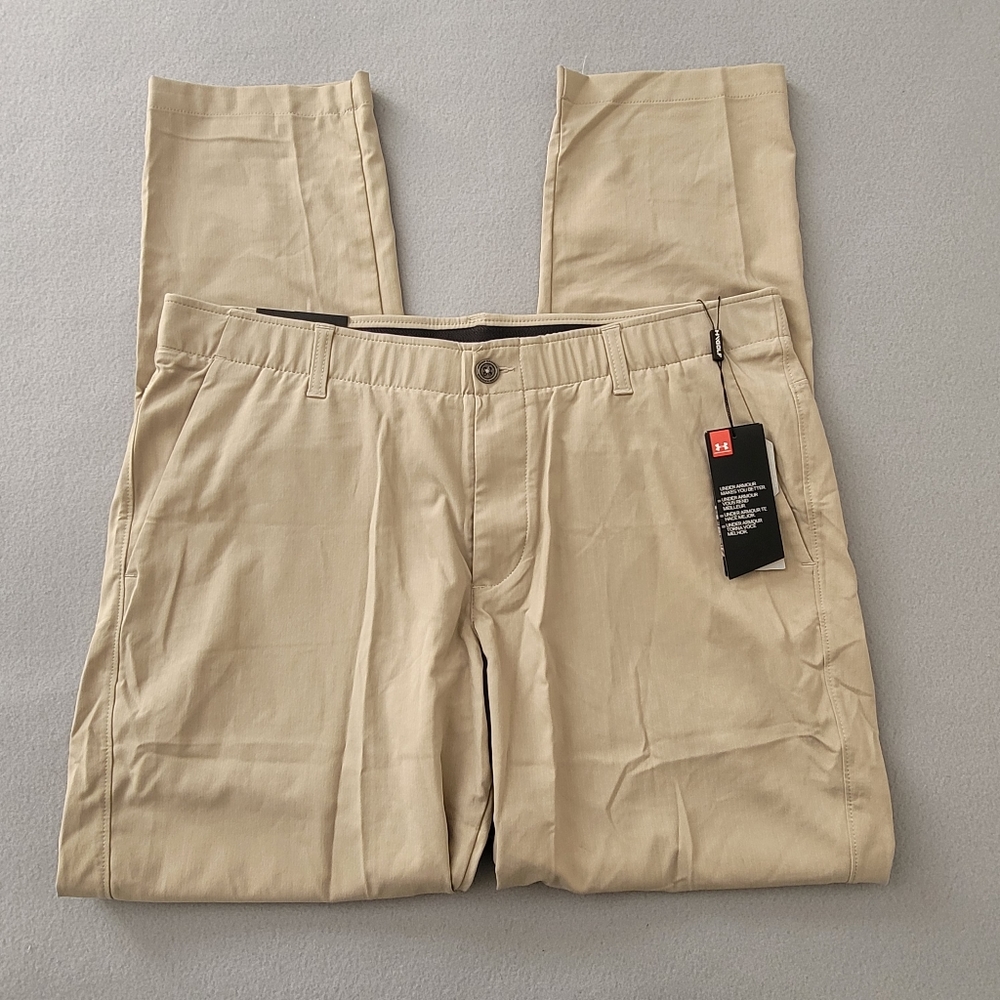 New Under Armour Pants Mens 32 Brown Lightweight Chinos Outdoors Pockets Casual
